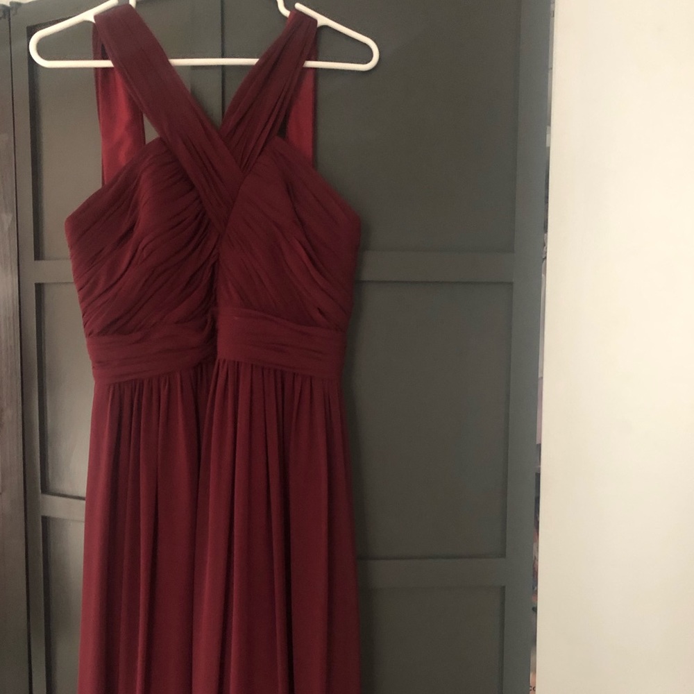 Wine color Bill Levkoff bridesmaid full length chiffon dress, sz 10.